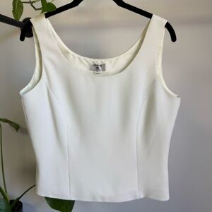 Stresa Tailored Fitted White Micro Black Dot Sleeveless Top 8P Petite